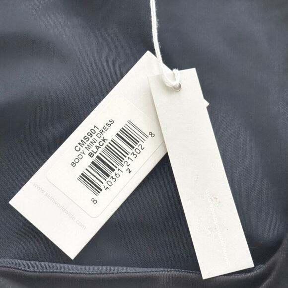 New SKIN WORLDWIDE Bodycon Square Neck Mini Long Sleeve Black Women's Sz 2 - Picture 7 of 13